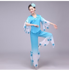 Chinese dance Costume for women fairy Yangko suit hanfu dress costume fairies chiffon skirt Chinese folk dance costumes