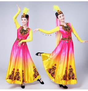 Chinese Folk Dance Costume Ancient Traditional National Minority Xin Jiang Stage Dance Dress Xinjiang Clothing For Women