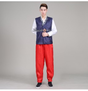 Men Hanbok anime cosplay Costume Top+pant+vest Korean Hanbok Male Korean Traditional Clothing Stage Dance Performance Costumes