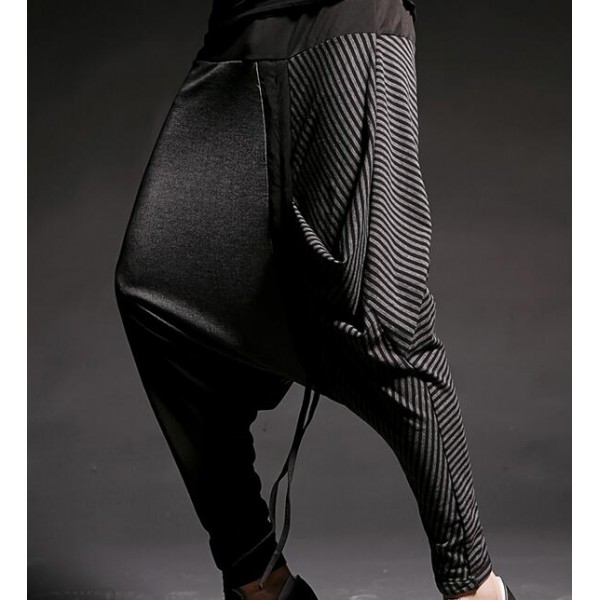 men's fashion colorblock striped casual pants