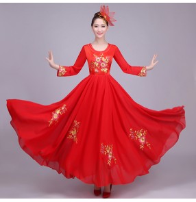 Red blue chorus Flamenco dance dress spanish dance costume spanish flamenco dress with headress 