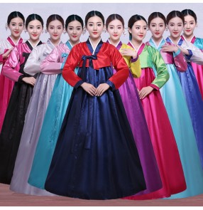 Red blue white silver pink Korean Traditional Costume Female Palace Korean Hanbok Dress Ethnic Minority Dance Hanbok Stage Cosplay