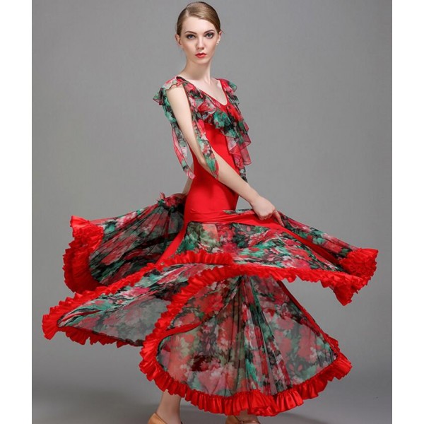 red ballroom dance dress