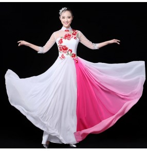 Royal blue white yellow classical woman traditional Chinese folk dance dance costumes for women china national ancient dress costume