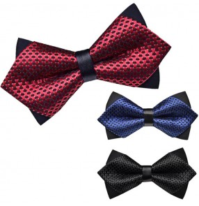 Royal blue wine red black England style men's male competition performance party bridegroom groomsman best man suit neck bow tie