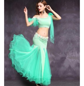 Sexy Mint royal blue fuchsia  Belly dance costume set for women/female/girl, bellydance performance wear Practice dresses