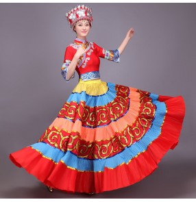 Women Girl Ancient Traditional Chinese Folk Dance cosplay Costumes Miao Dress hmong Miao Clothing Hmong Clothes dresses