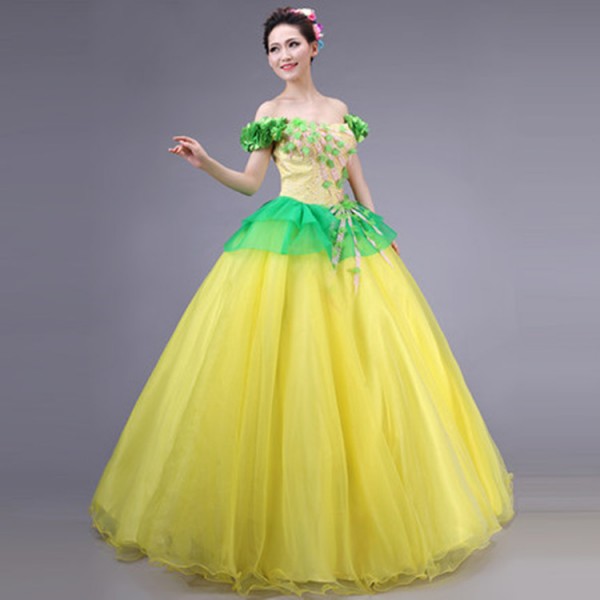 yellow green gown