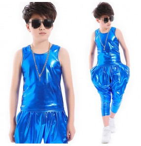 Boys jazz dance outfits modern dance hiphop singers show drummer cosplay stage performance competition top and shorts