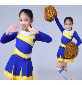 Children Academic Dress Primary School Uniforms Girls  Blue Cheerleader Cheer Leaders Costume Boy Aerobics outfits Girls school Uniforms