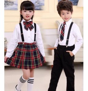 Children dance school uniforms boy's kids girl's children England style stage performance school chorus singers competition uniforms costumes