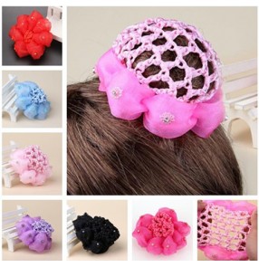 Girls ballet hairnet Bun Cover Snood Children ballet ballroom dance Hair Net Ballet Dance Skating Crochet Fanchon Rhinestone Styling Headwear