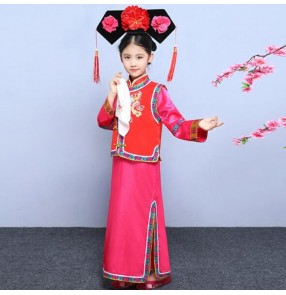 Girls Chinese folk dance costumes ancient performance photos animate film cosplay qing dynasty princess robes dress