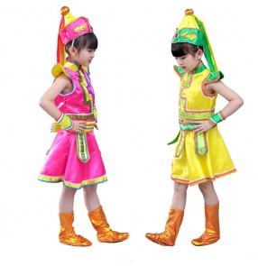 Girls chinese folk dance costumes Mongolian ethnic minority stage performance competition cosplay photos drama robes