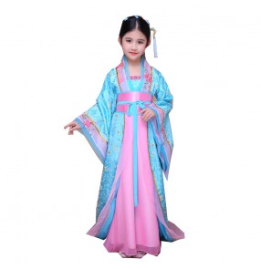 Girls Chinese folk fairy dance dresses kid children girls performance film princess queen cosplay photos dancing robes kimono dresses