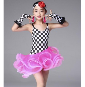 Girls competition latin dresses kids children stage performance professional salsa rumba chacha dance dresses costumes