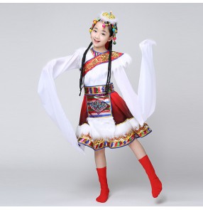 Girls Folk Mongolian performance dresses kids children stage performance school competition cosplay minority dancing dresses