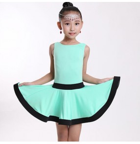 Girls latin dresses for kids children mint orange black stage performance salsa chacha rumba dance dresses costumes