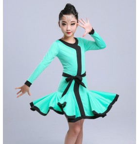 Girls latin dresses red black mint white competition stage performance professional salsa chacha ballroom latin dresses