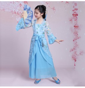 Girls traditional Chinese folk dance dresses fairy princess kimono hanfu drama anime cosplay performance competition costumes