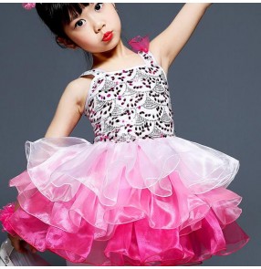 Jazz dance dresses for girls kids children school competition pink stage performance princess modern dance cosplay dancing outfits 