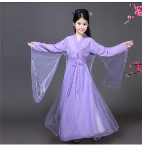 Kids ancient Chinese folk dance costumes girl's anime cosplay film kimono traditional dancing dress robes