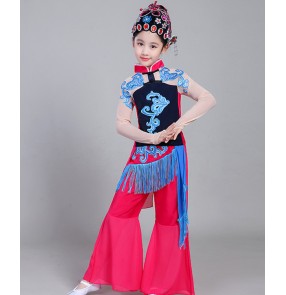 Kids Chinese folk dance costumes for girls traditional stage performance theater opera drama cosplay dancing dresses