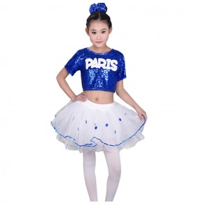 kids jazz dance costumes for girls modern dance street dance flower girls princess sequined flower kids children school competition performance dresses