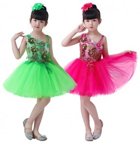 Kids jazz dance dress girls modern dance pink singers dancers school chorus competition flower girls princesses ballet dresses outfits