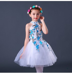 kids jazz dress for girls stage performance competition pink red blue princess ballet dance dress Robe de danse jazz pour enfants