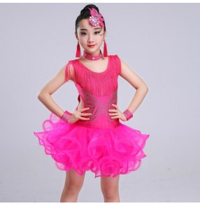 Kids latin dress for girl's diamond competition stage performance ballroom salsa chacha dance dresses