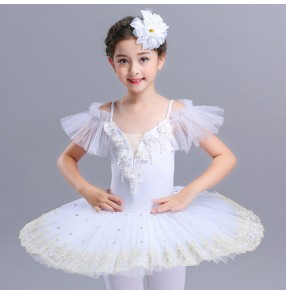 Kids tutu skirt ballet dress competition performance white red pink leotards skirts ballet dresses