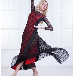 Lace ballroom dresses women's female competition gymnastics stage performance professional ballroom tango waltz dancing dresses