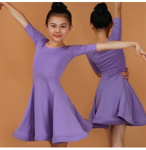 Latin dresses for Kids Competition girls stage performance red pink mint purple blue ballroom salsa latin dancing dresses