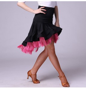 Latin skirts for women female lady performance chacha rumba salsa black dancing rhythm dance fringes skirt
