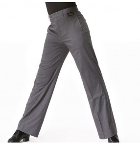 Men's ballroom long pants competition stage performance professional grey jive chacha dance trousers