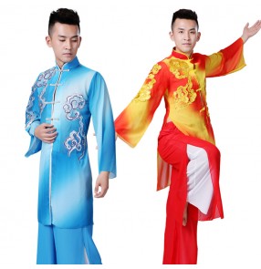 Men's chinese folk dance costumes china style tai chi martial kungfu dragon lion competition performance uniforms