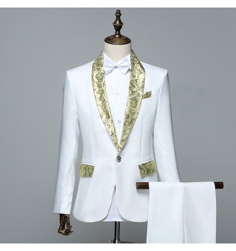 Men's jazz dance outfits for men white performance singers host chorus ...