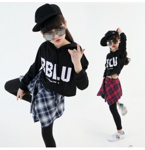 Plaid Fashion Children Jazz Dance Clothing Boys Girls Street Dance Hip Hop Dance Costumes Performance Clothes Sets For Kids