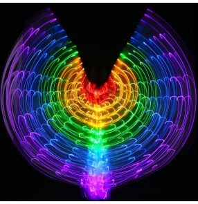 Rainbow colored striped stage performance competition women's female adult led shinny belly dance film cosplay dance props wings