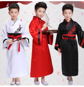 Red black white boy's kids children ancient Chinese folk classical han folk dance kimono film cosplay dresses costumes