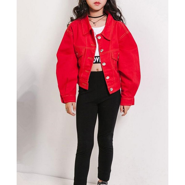 Red Modern Dance Hiphop Dance Costumes Girl S School Competition