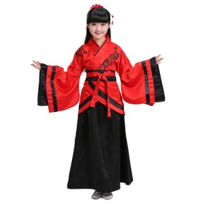 Red purple royal blue white girl's kids children Chinese ancient folk classical fairy princess Kimono anime cosplay dance dresses