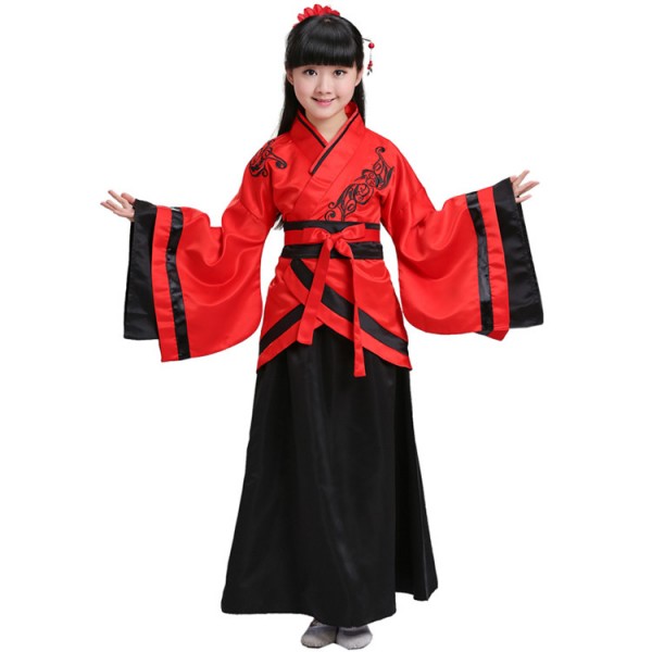 Red purple royal blue white girls kids children Chinese ancient folk  classical fairy princess Kimono anime cosplay dance dresses