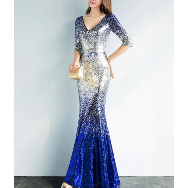 blue and silver party dresses