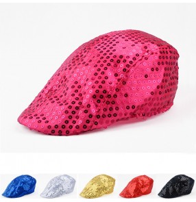 Sequined Jazz dance hats cap for boys girls and women men's  performance hiphop singers street dance jazz dance hats beret caps