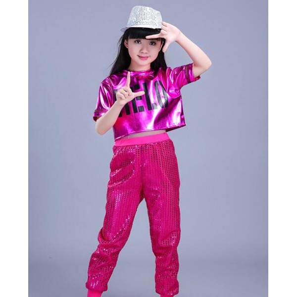 Street dance outfits for boys girls children gold red silver modern ...