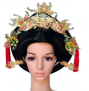  Tang ancient classical folk dancing film drama cosplay performance Empress Queen princess Hair headdress Set Hair Wig and Hair Accessory 