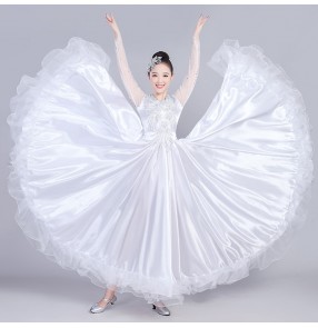 White folk flamenco dance dresses women's female performance host singers host dancing big skirted dresses