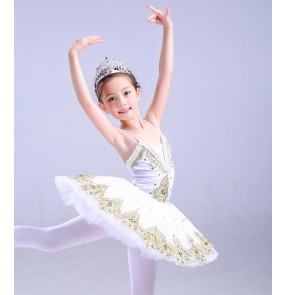 White girl's kids children stage performance modern dance swan lake performance tutu skirts ballet dance dresses